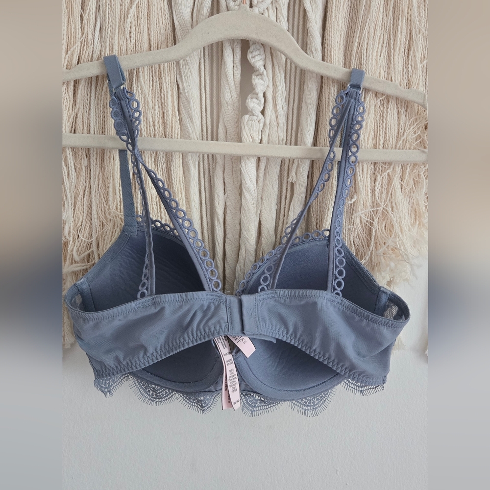 Victoria's Secret Bra Women's 36D Blue Gray Lace  Dream Angels Racerback - Picture 7 of 11